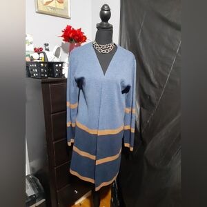 Nine West Women's Sweater Cardigan Multicolor Colorblock Size M Boho Lagenlook